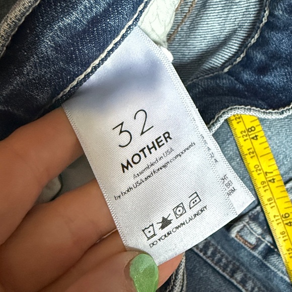 MOTHER Blue Straight-Leg Jeans with Rainbow Patch - Picture 6 of 8